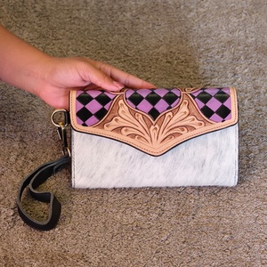 Venus Leather Were Fashion Designer Luxury Hand Tooled Carving Cowhide Wristlet Clutch <b>Wallet</b> <b>RFID</b> Protection Large Capacity - Product Image 1