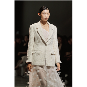 Chaquetas Elegantes para Mujer al por Mayor, Chaqueta de Tweed con Mezcla de Lana STELLA, Blazer de Corte Recto con Cuello de Solapa en V, Chaqueta de Invierno para Mujer - Product Image 1