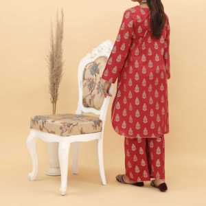 Women's 2-Piece <b>Gold</b> Printed Cotton Cambric <b>Suit</b> PS5113 Pants Included - Product Image 1