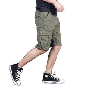 Pantalones Cortos Cargo Color Caqui para Hombre, Cintura Media, Cierre de Botones, Estilo Bermuda Informal, Color Sólido, Material de Lona Transpirable, Diseño con Bolsillos - Product Image 6