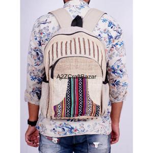 Sac à dos artisanal unisexe de taille moyenne en toile 100% coton, léger, vintage, 20L, avec fermeture à glissière et boucle, logo artisanal, pour les voyages - Product Image 5