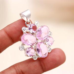 Kunzite Pendant Sterling Silver, Pink Gemstone <b>Necklace</b>, October Birthstone Jewelry, Gift for Her - Product Image 3