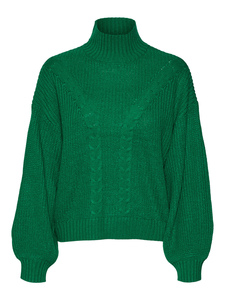 Women's Turtleneck <b>Cable</b> <b>Knit</b> Pullover <b>Sweater</b> Regular Sleeve Relaxed Fit Solid Emerald Green Autumn Casual - Product Image 3