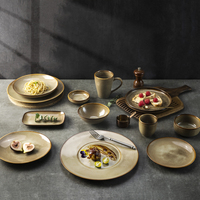 Assiettes plates en céramique Yayu Fine Dining pour une esthétique de table raffinée, vaisselle de restaurant vintage colorée, assiettes plates pour le dîner