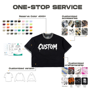 SHY SPORTS Men's 100% Cotton Streetwear T-<b>shirt</b> Custom Tshirt Printing Design Heavyweight Oversized <b>Patchwork</b> Neck T <b>Shirt</b> - Product Image 4