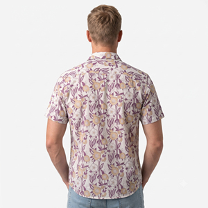 Chemise décontractée pour homme à manches courtes, imprimé floral, col rabattu, tissu en coton respirant pour l'été - Product Image 2
