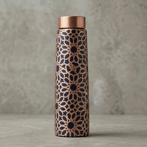 Bouteille d'eau en métal imprimée de roses roses florales avec couvercle en cuivre, gourde de voyage portable - Product Image 6