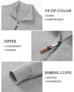 เสื้อฮู้ดซิป 1/4 สำหรับผู้ชาย ผ้าฝ้ายฟลีซ 100% ระบายอากาศได้ดี แห้งเร็ว ใส่สบายสำหรับฤดูใบไม้ร่วงและฤดูหนาว - Product Image 4