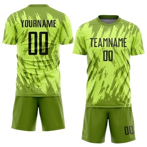Ensemble de maillots de football vert personnalisé, impression sublimée, col rond, manches courtes, évacuation de l'humidité, uniforme d'équipe pour hommes, taille adulte - Product Image 1