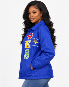 Veste de coach à manches longues style OES avec boutons, motif Ordre de l'Étoile d'Orient, veste élégante brodée sur mesure, fournisseur de premier plan - Product Image 3
