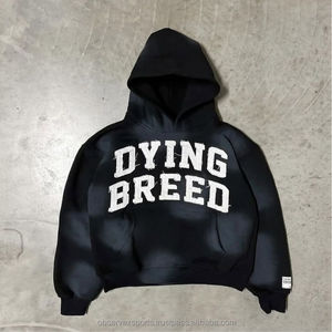 Sudaderas con capucha con LOGOTIPO personalizado de 480gsm desgastadas/parche bordado DTG serigrafía lavado ácido/chándal desteñido por el sol dividido acampanado - Product Image 4