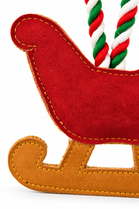 Jouet à mâcher pour chien de Noël de haute qualité, traîneau du Père Noël en daim rouge avec patins marron et poignée en corde festive pour le jeu des animaux de compagnie pendant les fêtes - Product Image 4