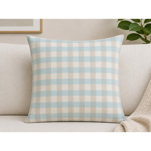 Funda de Cojín a Rayas de Lino y Algodón Teñido con Hilo Personalizado |   Funda Decorativa para Cojín de Sofá, Cama, Sala de Estar y Hotel - Product Image 2