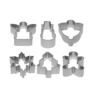 Ensemble de 6 emporte-pièces en acier inoxydable, formes étoile, ange, arbre, écologiques, résistants au four, outils pour biscuits - Product Image 1