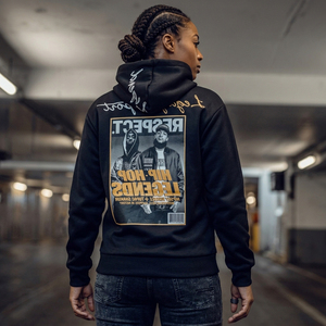 Sweat à capuche unisexe noir avec imprimé lettres et strass, poche kangourou, 100 % coton, écologique, coupe décontractée, automne - Product Image 2