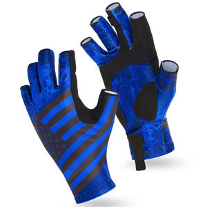 Gants de pêche demi-doigts UPF50+ en Spandex, respirants, protection UV, logo brodé personnalisé, imperméables, légers - Product Image 1