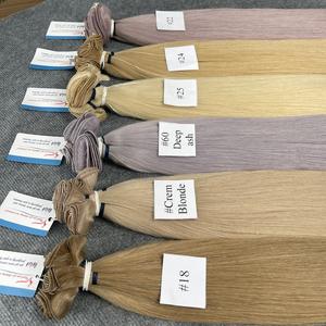 Luxurious Hand Tied Weft <b>Hair</b> Extensions 100% Virgin Raw Vietnamese Human <b>Hair</b> Seamless Waves and Curls with Natural Look - Product Image 2