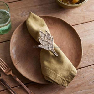 Affordable Price Cast Leaf Serviette Tissue Holder Wholesale Latest Napkin <b>Rings</b> Reusable Multifunction Design <b>Rings</b> Table Decor - Product Image 1