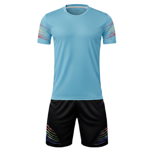 Conjunto de Entrenamiento de Fútbol Pro-League, 100% Poliéster, Malla con Corte Automatizado, Diseño Degradado, Camiseta de Fútbol con Cuello Redondo y Pantalones Cortos - Product Image 2