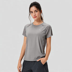 Camiseta Deportiva de Secado Rápido para Mujer, 100% Poliéster, Corte Regular, Cuello Redondo, Manga Corta, Estilo Urbano, para Entrenamiento, Primavera/Verano - Product Image 5
