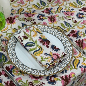 Floral Printed Cotton Linen <b>Tablecloth</b> <b>Round</b> Woven Classic Style Washable Home Use - Product Image 4