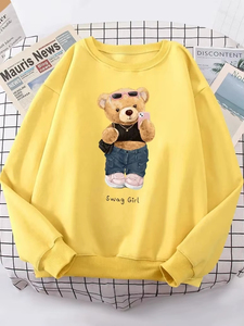 Nouveau Sweat à Capuche Femme de Qualité, Motif Ours Teddy Selfie Amusant, Col Rond, Tendance Mode - Product Image 4