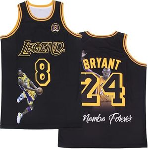 Camisetas Deportivas Hip Hop Legend 8 24 para Hombre, Camiseta de Baloncesto Negra con Costuras de Piel de Serpiente - Product Image 1