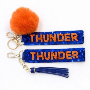 Hot Selling Fashion Game Day Sports <b>Wristlet</b> Custom College Fan Key Holder Gold Adjustable Lobster Clasp Keychains Promotional - Product Image 4