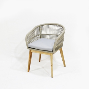 Silla de Jardín de Cuerda Gris Resistente en Oferta - Muebles de Exterior Minimalistas para Villa con Diseño Ecológico de Hierro y Madera - Product Image 6