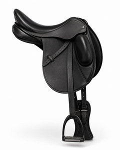 Premium Black Synthetic Leather English Horse Riding Saddle Padded Seat Stirrup Set Dressage Training Equestrian OEM FADDY - Product Image 1