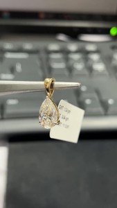 Colgante de compromiso clásico con diamante cultivado en laboratorio de 2.00 quilates en forma de pera, color ámbar, certificado IGI, E VS1, oro amarillo de 14 quilates, solitario. - Product Image 3