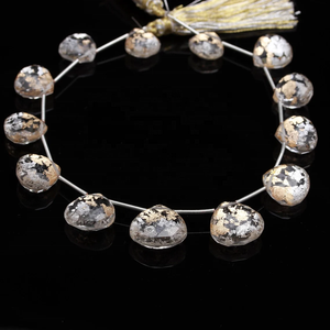 AAA 24K hoja de oro cristal doblete forma de corazón cuentas 13-18mm 10 pulgadas Briolette corte hecho de piedra natural - Product Image 2