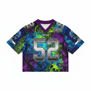 เสื้อฟุตบอลอเมริกันแบบซับลิเมชั่นสั่งทำพิเศษ คอวี แขนสั้น ผ้าตาข่ายระบายอากาศ โพลีเอสเตอร์ พิมพ์ลายมังกรด้านหน้า หมายเลขทีม 33 สำหรับผู้ชาย - Product Image 3