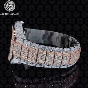 Montre de luxe pour homme Charm Jewels en acier inoxydable, cadran de 40 mm, bracelet de 20 mm, incrustée de diamants, résistante à l'eau 10 bars, mécanique automatique - Product Image 3