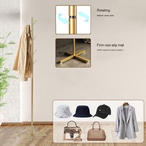 Appendiabiti Autoportante in Metallo Dorato con Base in Marmo, Multiuso per Camera da Letto, con Ganci per Cappelli e Appendiabiti a Muro - Product Image 6