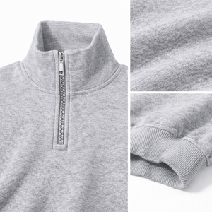 Sudadera Corta de Algodón para Hombre con Cierre de Cremallera, Transpirable, con Lavado Enzimático Personalizado, Manga Larga, para Fitness, Gimnasio y Entrenamiento, Corte Holgado - Product Image 5