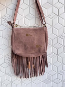 Bolso de mano de diseñador único de ante y cuero con flecos, estilo western con pelo de animal, bandolera con gemas y piedras para mujer, bolso de diseñador único - Product Image 4