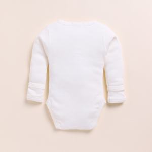 Bodys bio à manches longues en bambou élasthanne de qualité supérieure blanc/lait - Product Image 2