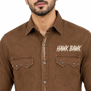 Camisa de Mezclilla para Hombre, Manga Larga, Casual, con Botones, Corte Cómodo, Estilo Informal, Costuras Impecables, Acabado Limpio, Corte Regular - Product Image 4