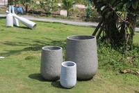 Pot Beton Ringan Ramah Lingkungan Warna Abu-abu Alami Desain Klasik untuk Taman Rumah, Restoran, dan Penanam Kopi