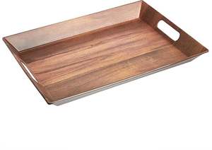 Plateau de service rectangulaire décoratif en bois d'acacia, artisanal, moderne, durable et luxueux, pour charcuterie et fromages - Product Image 6
