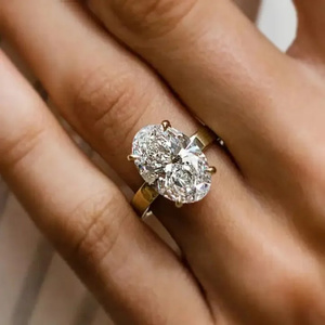 Trendy Design 6.0Ct Oval Cut <b>Engagement</b> <b>Ring</b> for Women Lab Grown Diamond <b>Ring</b> D Color VVS Clarity Gold Plated <b>Sterling</b> <b>Silver</b> - Product Image 6