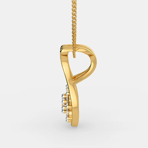 Collar con Colgante de Diamante Cultivado en Laboratorio en Forma de Lágrima con Racimo Floral en Oro Amarillo - Product Image 3