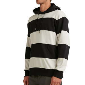 Sweat à capuche matelassé style streetwear pour homme, 100% coton, polaire doux avec poche avant, pour la mode d'hiver et d'automne - Product Image 2