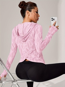 OEM ODM Women's Slim Fit Full Sleeve Breathable Embroidery Yoga Gym Fitness Long Sleeve Zip <b>Workout</b> <b>Jacket</b> - Product Image 5