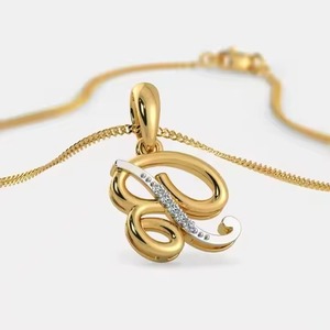 "B" Shape Yellow Gold Letter Pendant 14K/18K Gold Plated Wedding Birthday Party Special Personalized Elegance - Product Image 2