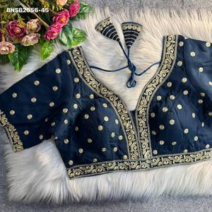 Hermosa Blusa de Seda Romana Suave con Bordado Circular de Hilo Zari y Adornos en el Borde, Colección de Blusas con Cuello en V, Proveedor Mundial - Product Image 6