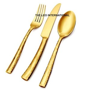 Single Piece <b>Mirrored</b> Steel Flatware Sets High Grade Feather Design Luxury Hotel Wedding <b>Gold</b> Plated Cutlery Holder - Product Image 5