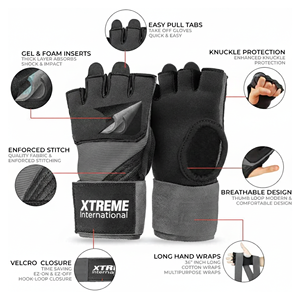 Gants de boxe personnalisés à enroulement rapide pour entraînement sur sac de frappe, respirants, en néoprène, avec support pour les mains, pour MMA, Muay Thai, Boxe - Product Image 4