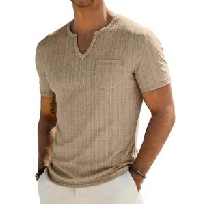 T-shirt décontracté pour homme, respirant, en polyester 320g, manches courtes, col rond, tricoté, coupe classique, couleur unie - Product Image 5